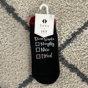 Pure Barre Black and Red Holiday Socks